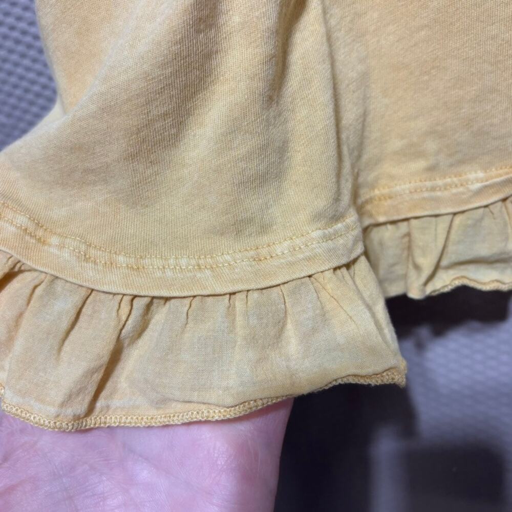 Altar'd State Women's Small Yellow Ruffle Short Sleeve T-Shirt Boho Casual - Picture 2 of 8